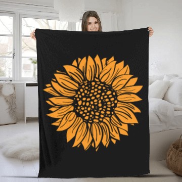 Discover Orange Sunflower Fleece Blankets