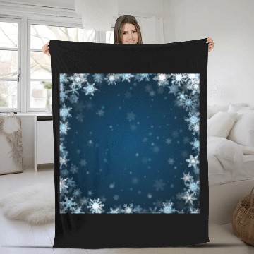 Discover Navy Blue White Snowflakes Pattern Fleece Blankets