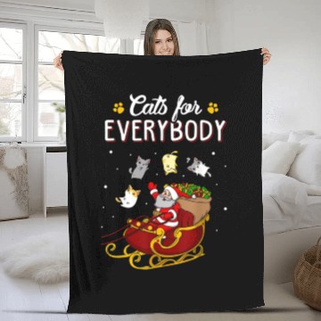 Discover Santa Cats For Everybody Ugly Christmas Cat Lover Fleece Blankets