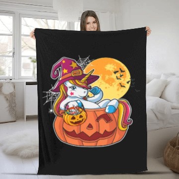 Discover Halloween Unicorn Pony Trick Or Treat Halloween Fleece Blankets