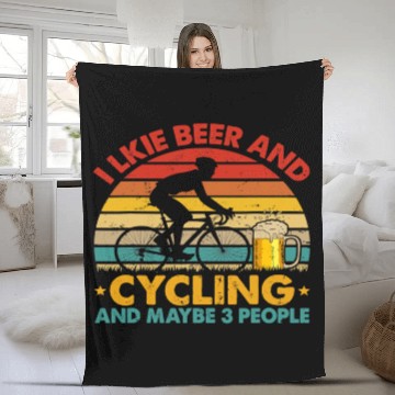 Discover Halloween Vintage Retro I Like Beer And Cycling Fleece Blankets