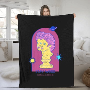 Discover Stay Weird [retrowave/vaporwave] — retrowave art Fleece Blankets