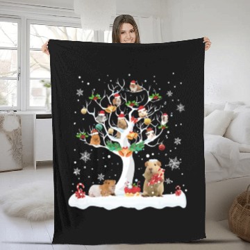 Discover Guinea Pig Christmas On Winter Tree Goat Lover Fleece Blankets