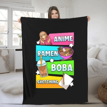 Discover Anime Ramen Te Boba And Drawings Manga Japan Fleece Blankets