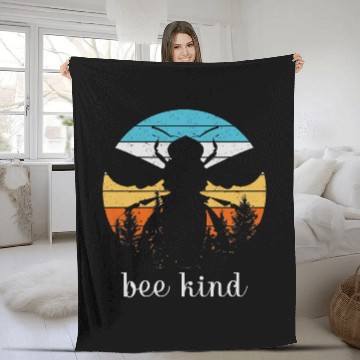 Discover Save the Bees Autumn Sunset Treeline Bee Kind Swea Fleece Blankets