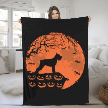Discover schnauzer Dog And Moon Halloween Funny Dog Lover Fleece Blankets