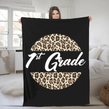 Discover 1st Grade Cheetah Print School Teacher Student Fleece Blankets