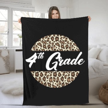 Discover 4th Grade Cheetah Print School Teacher Student Fleece Blankets