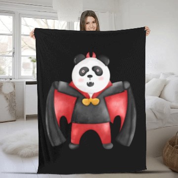 Discover Panda bear in vampire costume Fleece Blankets