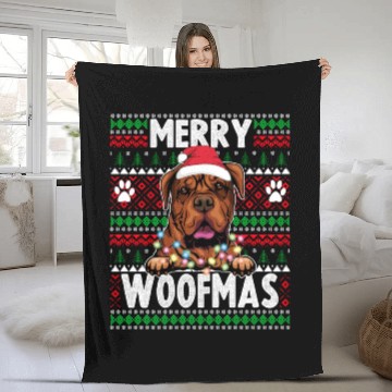 Discover Bordeaux Great Dane Christmas Lights Dog Lovers Xm Fleece Blankets
