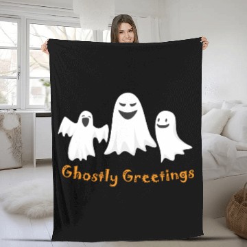Discover Ghostly Greetings, Halloween Ghostly Greetings Fleece Blankets