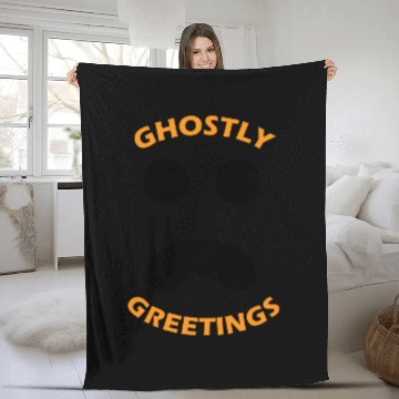Discover Ghostly Greetings, Halloween Ghostly Greetings Fleece Blankets