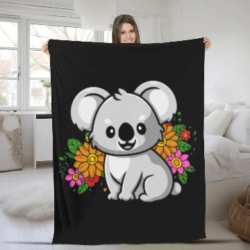 Discover Koala Bear in Flowers Fleece Blankets