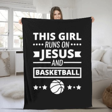 Discover This Girl Runs On Jesus And Basketball Fleece Blankets Chris