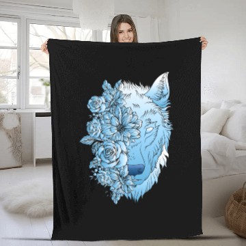 Discover Floral Wolf Fleece Blankets