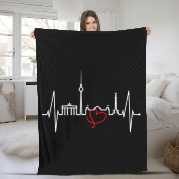 Discover Berlin Skyline Heartbeat Germany Fan I Love Berlin Fleece Blankets
