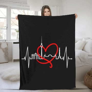 Discover Berlin Skyline Heartbeat Germany Fan I Love Berlin Fleece Blankets