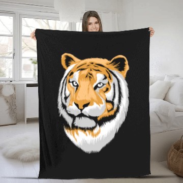 Discover Tiger Head Fleece Blankets