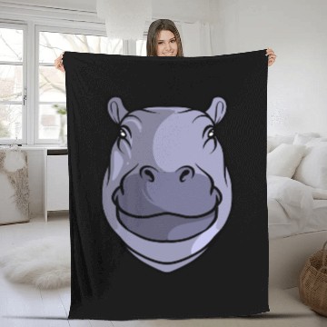 Discover Hippo Head Fleece Blankets