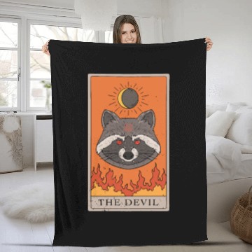 Discover Racoon Devil Tarot Card Reader Fleece Blankets