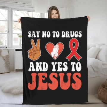 Discover Peace Ribbon Week Awareness Yes Jesus Wear Red Fleece Blankets