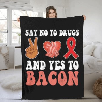Discover Peace Ribbon Week Awareness Yes Bacon Wear Red Fleece Blankets