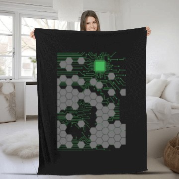 Discover Computer Science Circuit Board Fleece Blankets