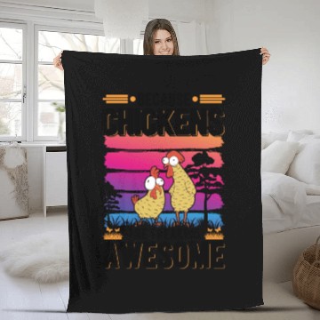 Discover Chickens Farmer Chicken Coop Fleece Blankets