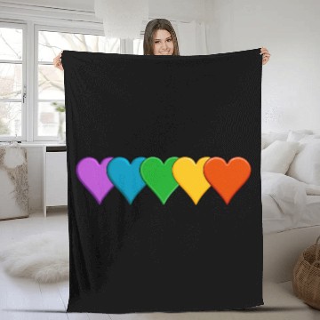Discover Rainbow pride hearts Fleece Blankets