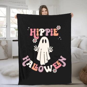 Discover Retro Hippie Halloween Cute Ghost Fleece Blankets