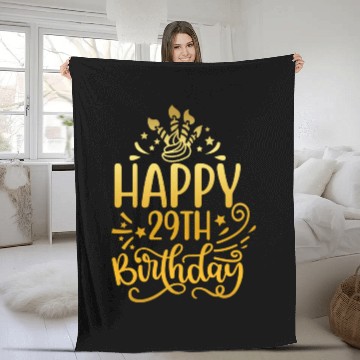 Discover Happy 29th Birthday Presents 29 Year Old Gift Gold Fleece Blankets