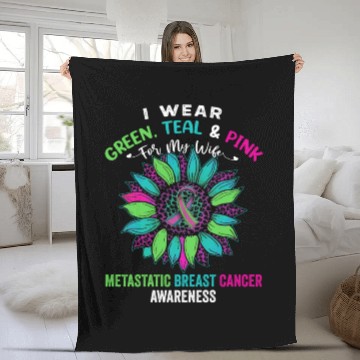 Discover I Wear Green Teal Pink For My Wife Fleece Blankets