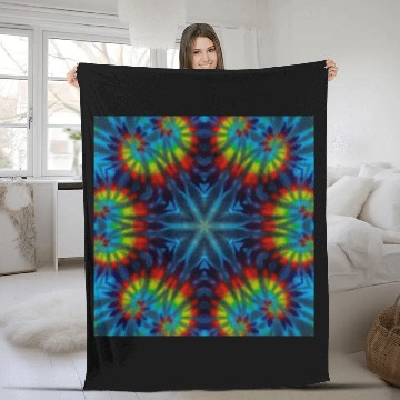 Discover Tie-dye Kaleidescope Rainbow Fleece Blankets