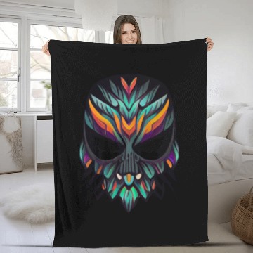 Discover Halloween Mask Fleece Blankets
