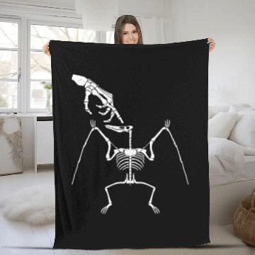 Discover Halloween Dinosaur Lover Skeleton Hand Pterodactyl Fleece Blankets