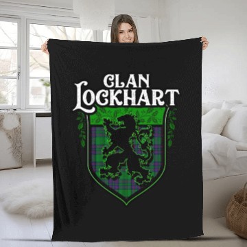 Discover Clan Lockhart Scottish Tartan Rampant Lion Celtic Fleece Blankets