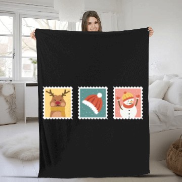 Discover Christmas Stamp Postal Worker Gift Fleece Blankets