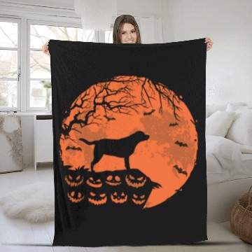 Discover Labrador Retriever And Moon Halloween Dog Lover Fleece Blankets