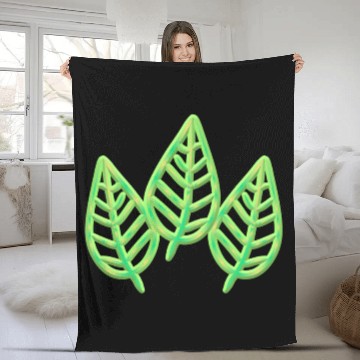 Discover three leaves leaf icon nature green Fleece Blankets