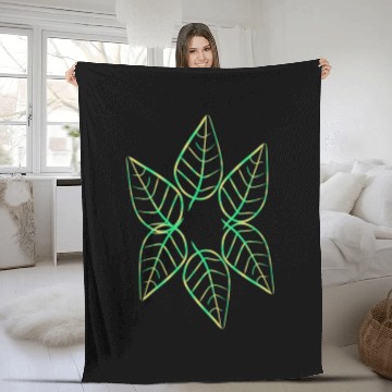 Discover leaf icon nature green pattern leaves circle Fleece Blankets