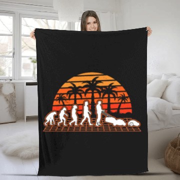 Discover Robotic Lawnmower Evolution Retro Fleece Blankets