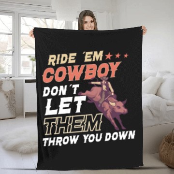 Discover Rodeo Bull Riding Livestock Show Farmer Cattle Fleece Blankets