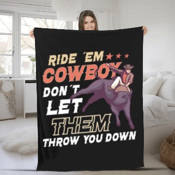 Discover Rodeo Bull Riding Livestock Show Farmer Cattle Fleece Blankets