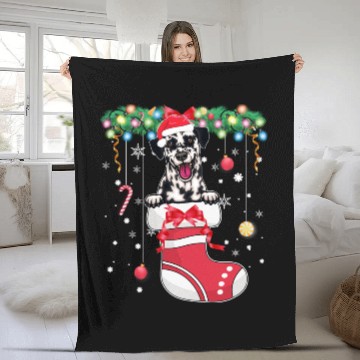 Discover Dalmatian Dog Lover Christmas - Dog Christmas Stoc Fleece Blankets