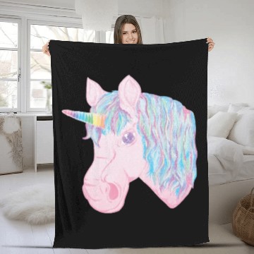 Discover kawaii rainbow unicorn Fleece Blankets