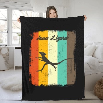 Discover Jesus Lizards Fleece Blankets Retro 70s Vintage Reptile Lover