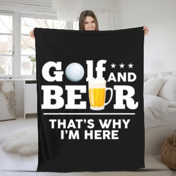 Discover Golf and Beer Joke Dad Funny Fathers Day Drinking Fleece Blankets