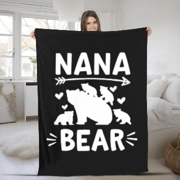 Discover Nana Bear 4 Cubs Cute Grandparents Day Gift 4 Gran Fleece Blankets