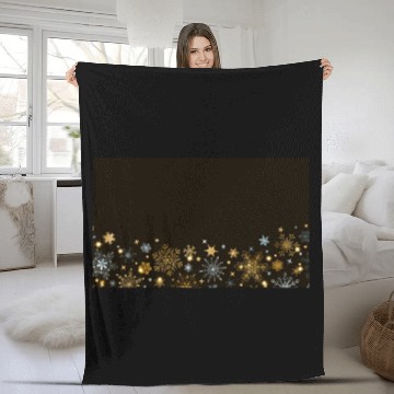 Discover Elegant Snowflakes Black Gold Silver Fleece Blankets
