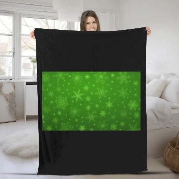 Discover Abstract Green Snowflakes Pattern Fleece Blankets